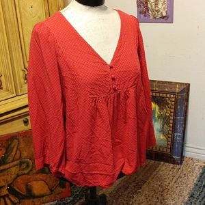 Womens Blouse L  UNIVERSAL THREAD Prairie Country hippie Burnt Orange